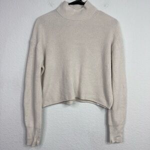 Lululemon Sweater Womens 2 Wool Blend‎ Beige Ribbed Turtleneck Athleisure